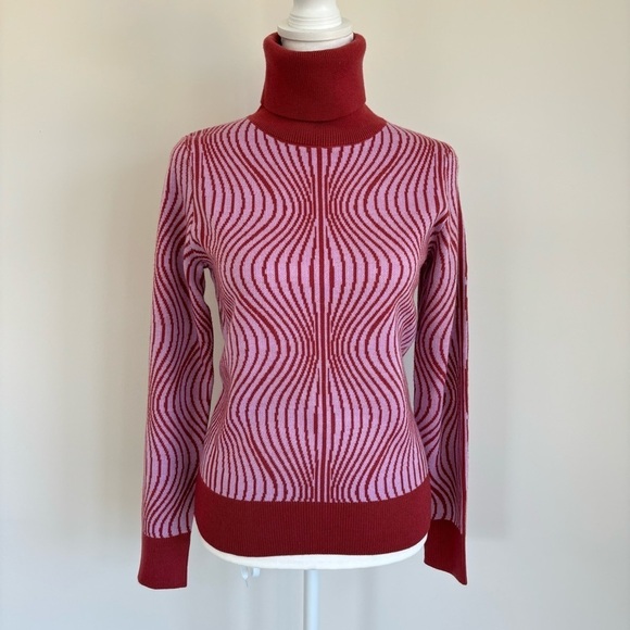 Saunders Collective Wave Pattern Turtleneck Sweater XS - Picture 4 of 11